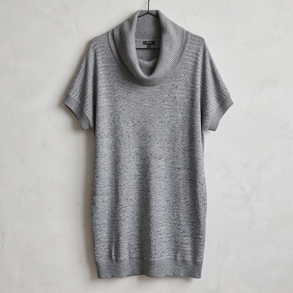 Apt 9 XL Gray Short Sleeve Cowl Neck Knit Tunic Sweater Dress NWT $40 - Picture 2 of 12